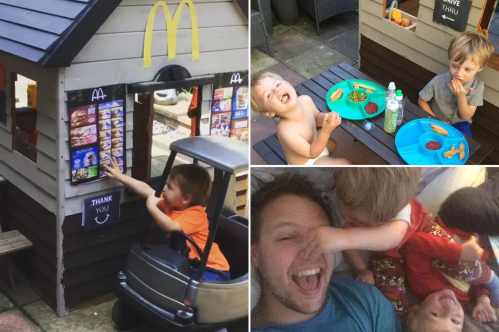 Single dad builds adorable mini McDonald's 'drive-thru' for his kids - for less than $50: 'They went crazy with excitement'