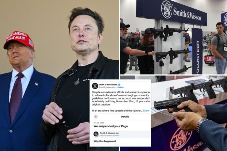 Gunmaker Smith & Wesson applauds Elon Musk's X after being suspended by Facebook

