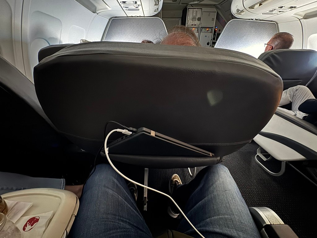 An X photo of the extremely reclining seat.